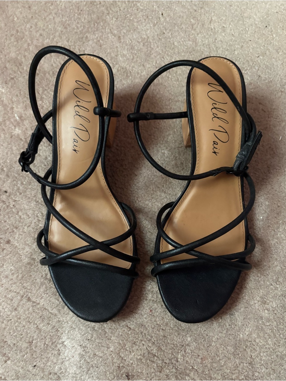 Wild Pair Black Strappy Block Heel Sandals